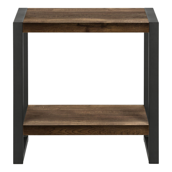 24" Black And Brown End Table With Shelf Image 5