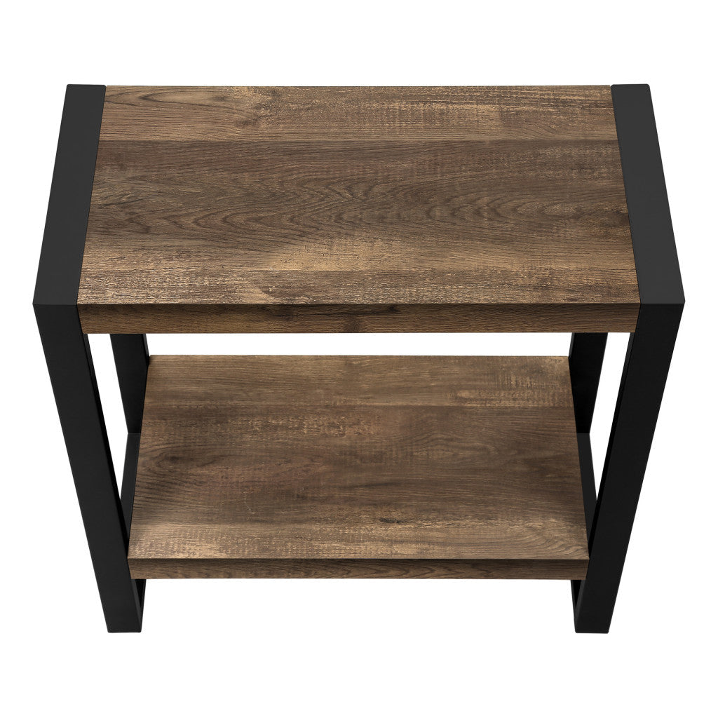 24" Black And Brown End Table With Shelf Image 6