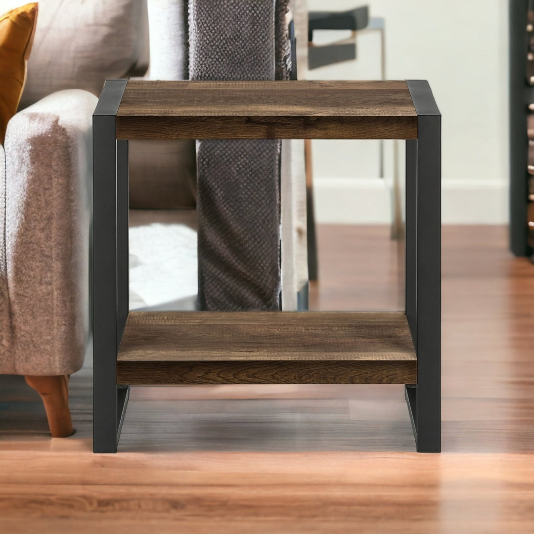 24" Black And Brown End Table With Shelf Image 10
