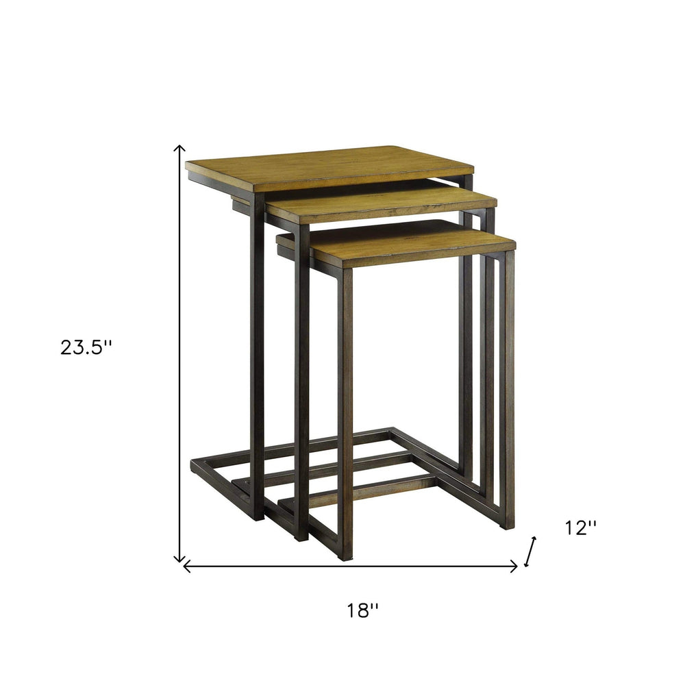 24" Black And Brown Solid Wood Rectangular End Table Image 2