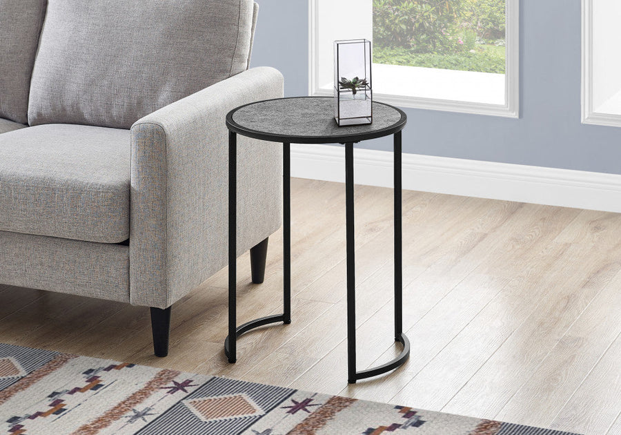 24" Black And Gray Round End Table Image 1