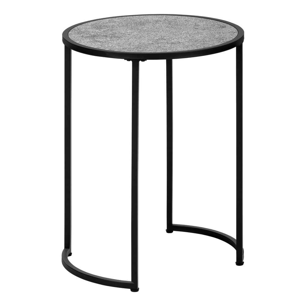 24" Black And Gray Round End Table Image 2