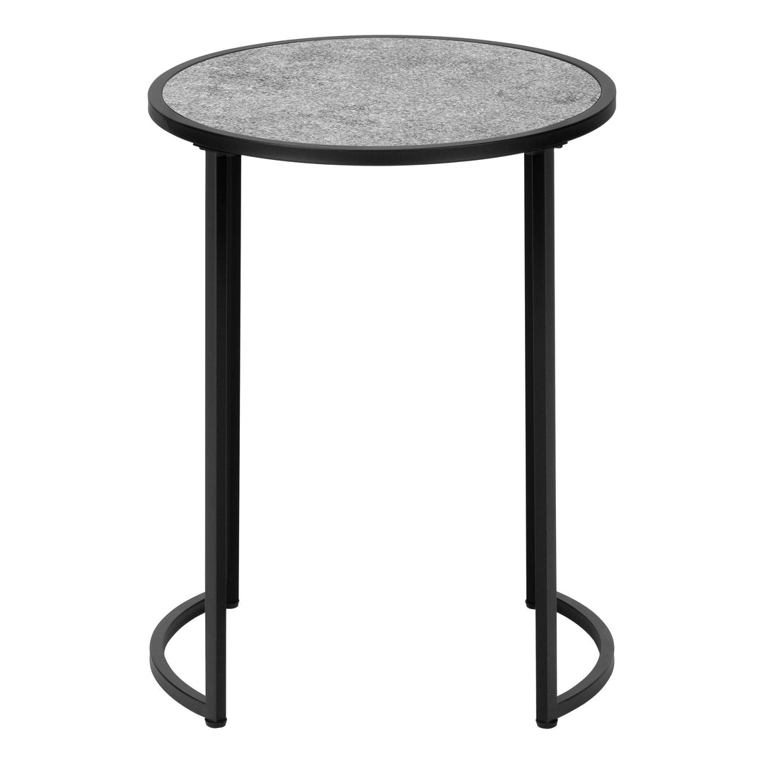 24" Black And Gray Round End Table Image 4