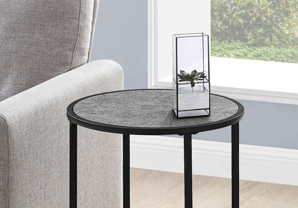 24" Black And Gray Round End Table Image 7