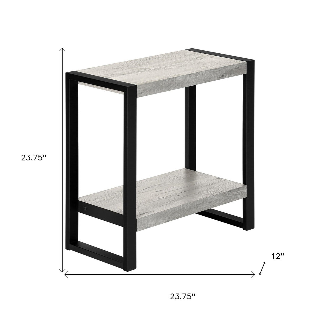 24" Black And Gray End Table With Shelf Image 8