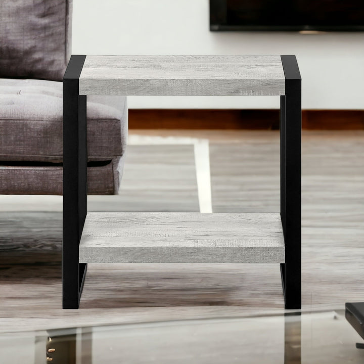 24" Black And Gray End Table With Shelf Image 9