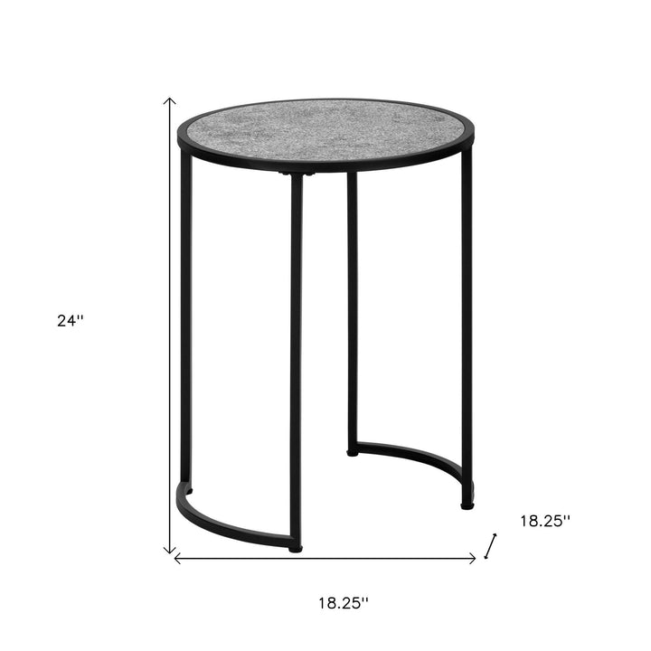 24" Black And Gray Round End Table Image 9