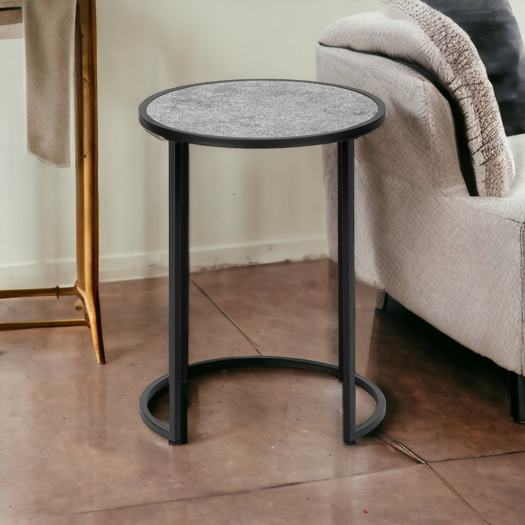 24" Black And Gray Round End Table Image 10