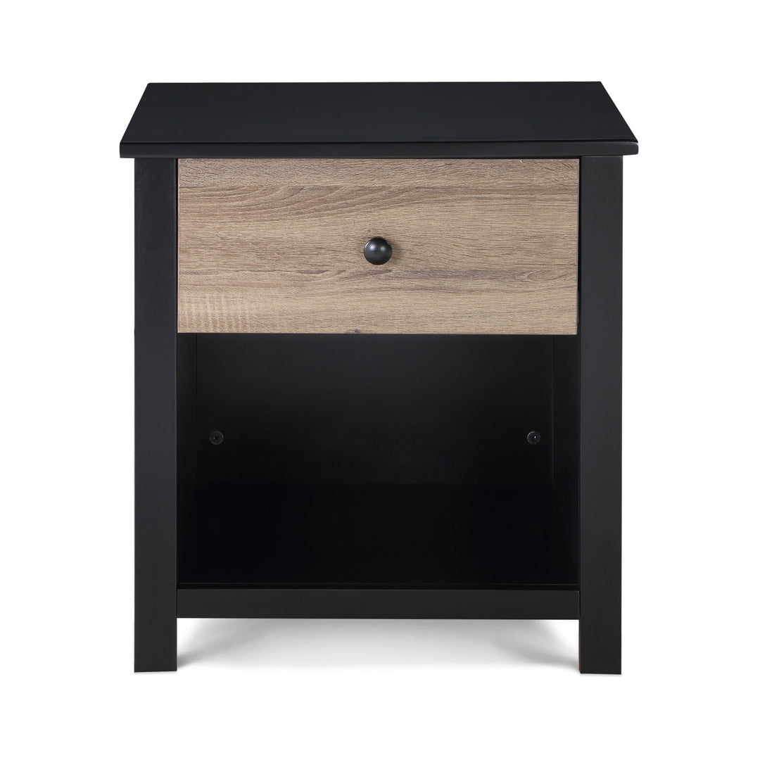 24" Black and Tan One Drawer Nightstand Image 2