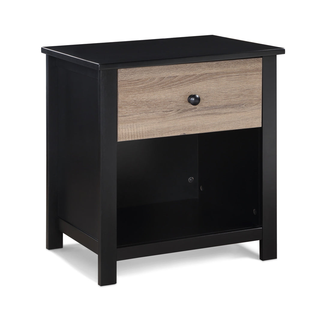 24" Black and Tan One Drawer Nightstand Image 3