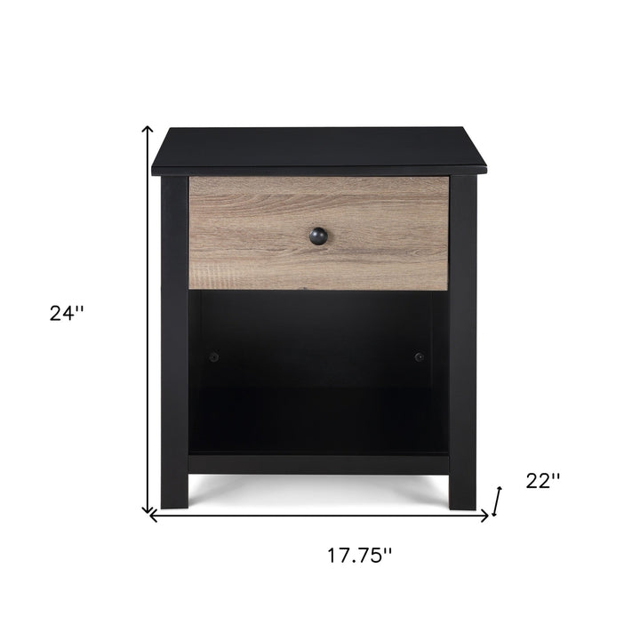 24" Black and Tan One Drawer Nightstand Image 5