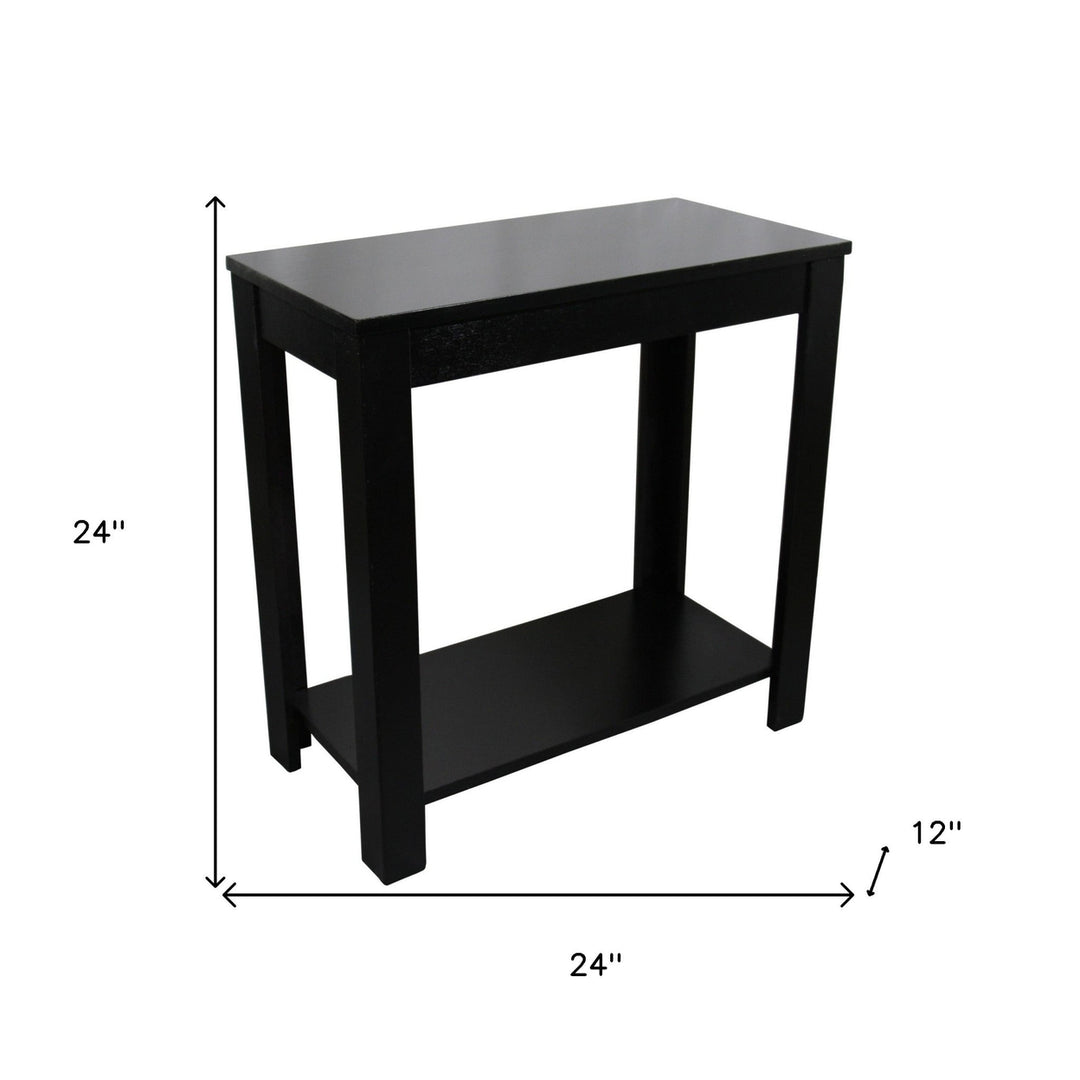 24" Black End Table With Shelf Image 5