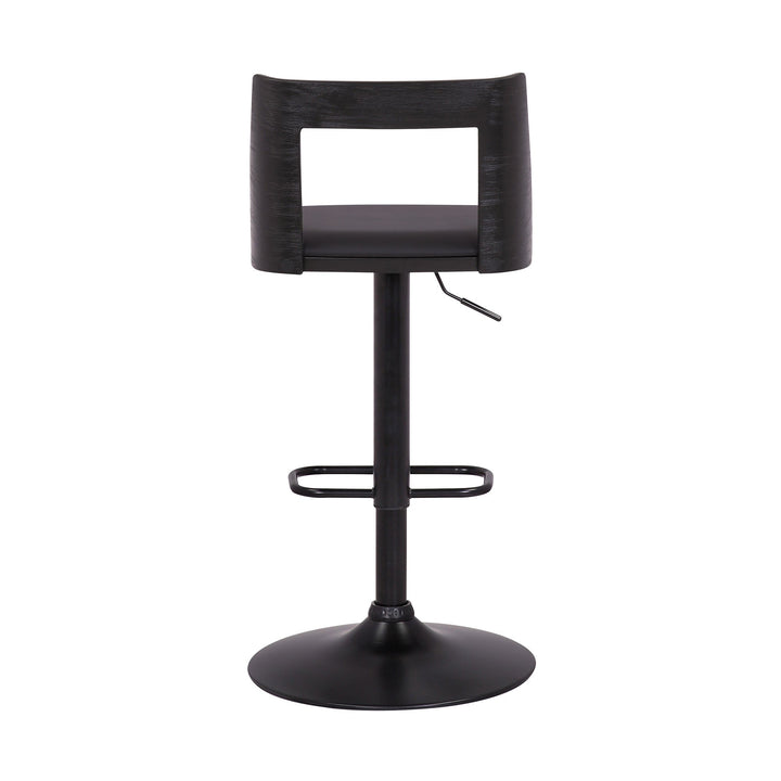 24" Black Faux Leather And Iron Swivel Adjustable Height Bar Chair Image 6