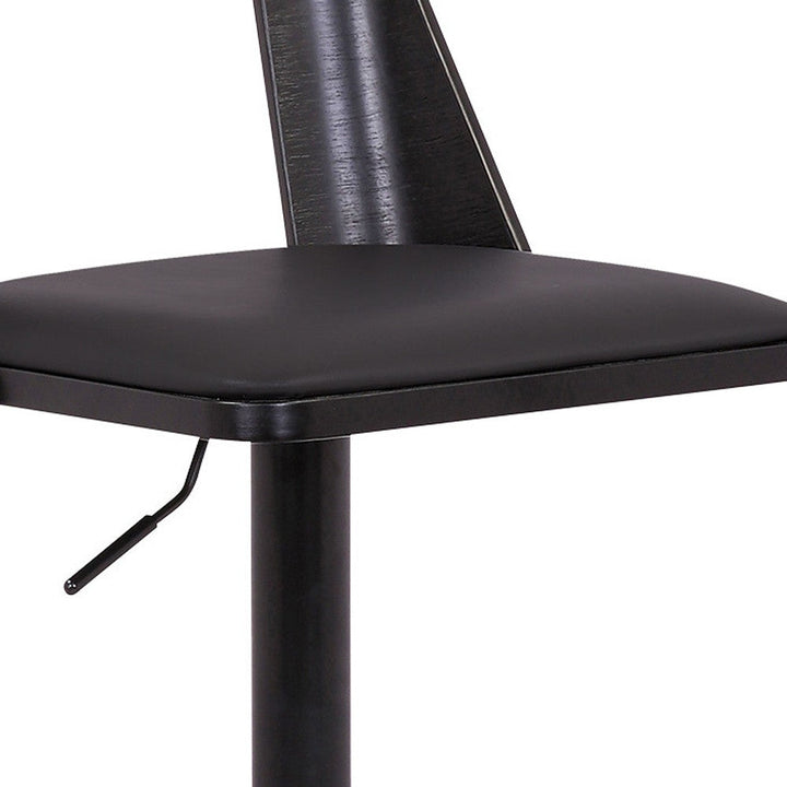 24" Black Faux Leather And Iron Swivel Adjustable Height Bar Chair Image 11