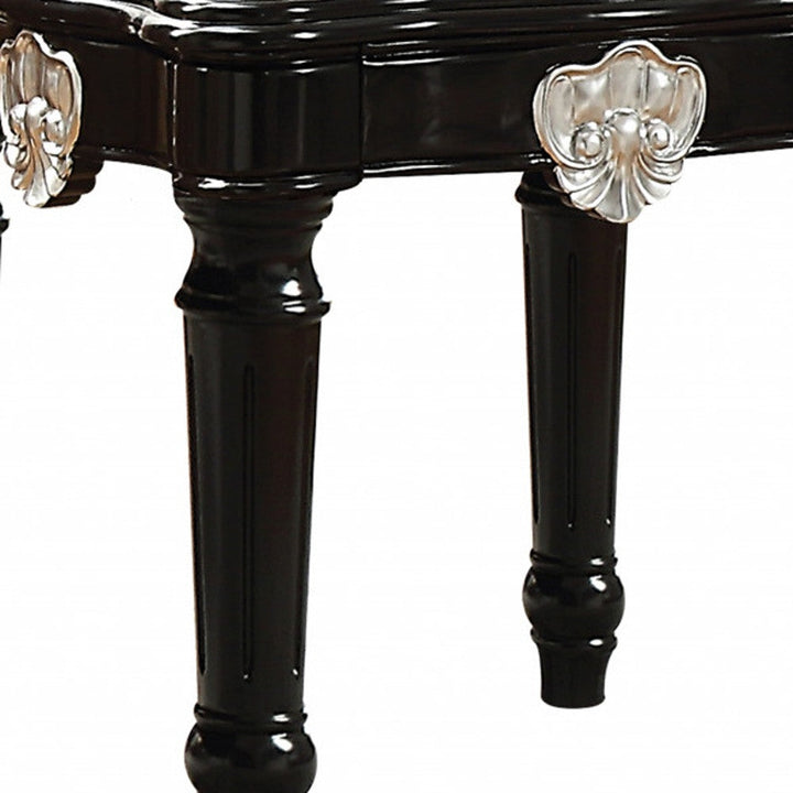 24" Black Manufactured Wood Carved Medallion Square End Table Image 4