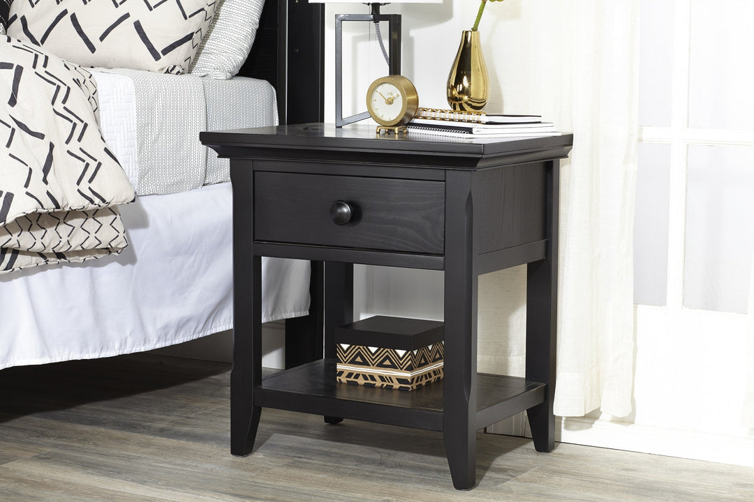 24" Black One Drawer Nightstand Image 1