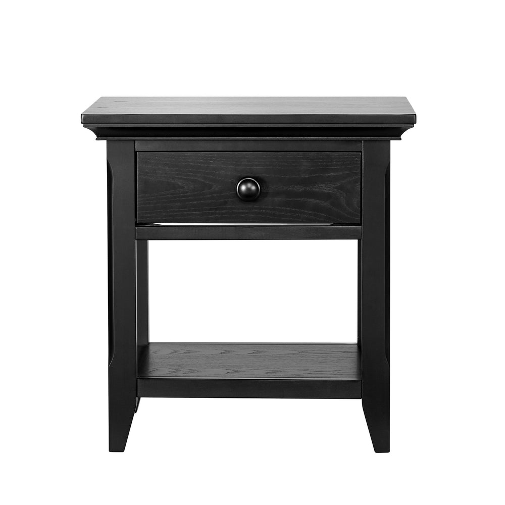 24" Black One Drawer Nightstand Image 2