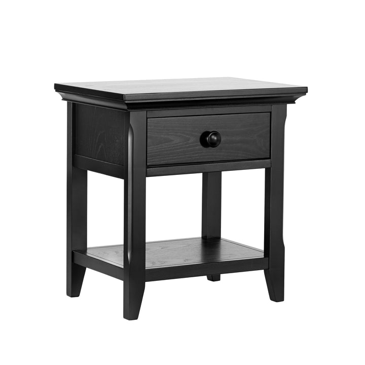 24" Black One Drawer Nightstand Image 3