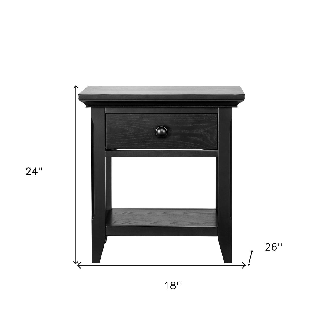 24" Black One Drawer Nightstand Image 5