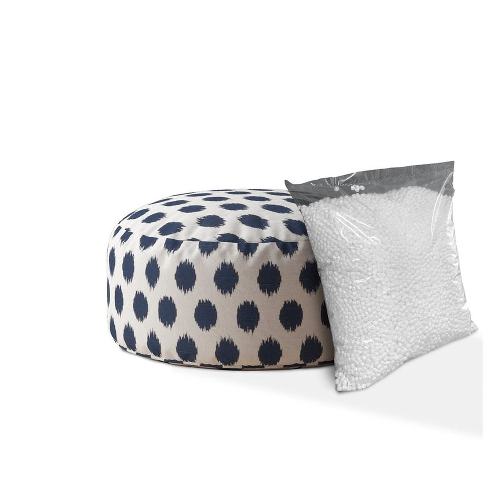 24" Blue And White Canvas Round Polka Dots Pouf Cover Image 2