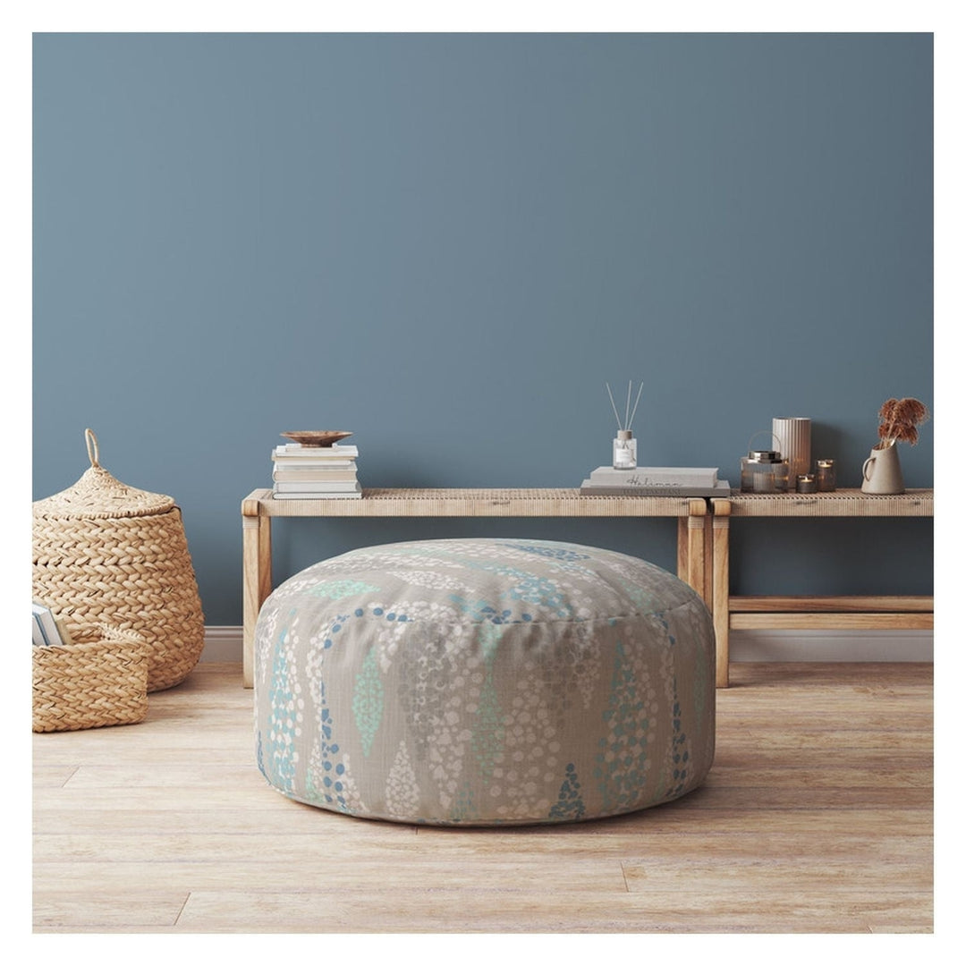 24" Blue Canvas Round Polka Dots Pouf Cover Image 3