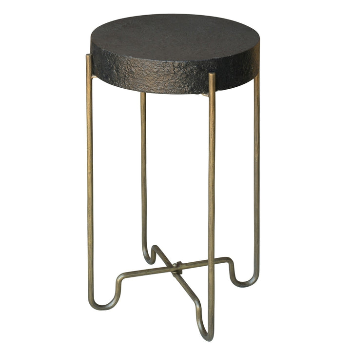 24" Brass And Black Iron Round End Table Image 1