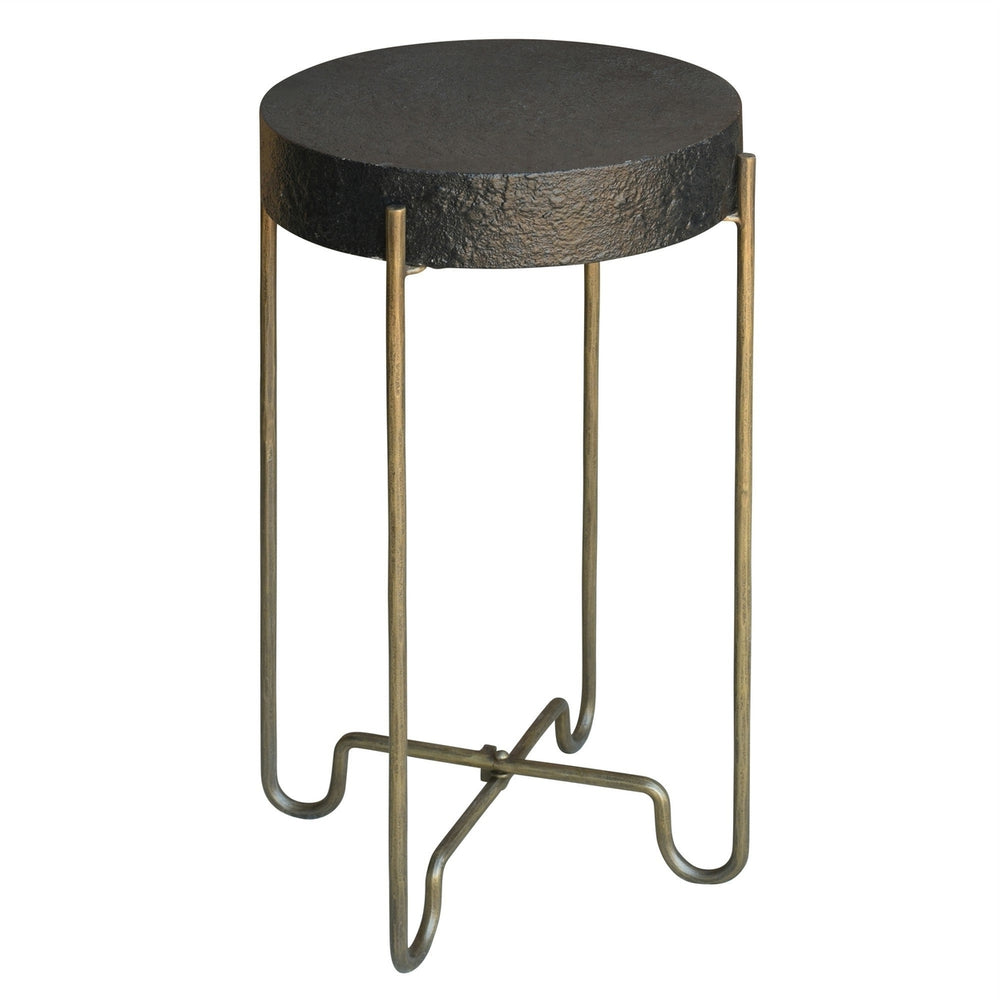 24" Brass And Black Iron Round End Table Image 2