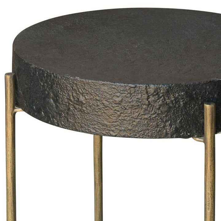 24" Brass And Black Iron Round End Table Image 4