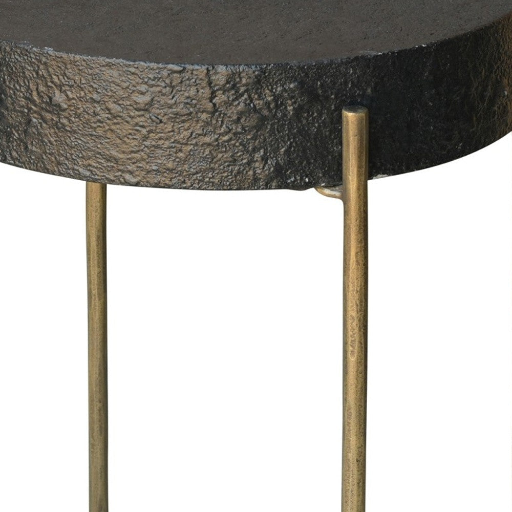 24" Brass And Black Iron Round End Table Image 5