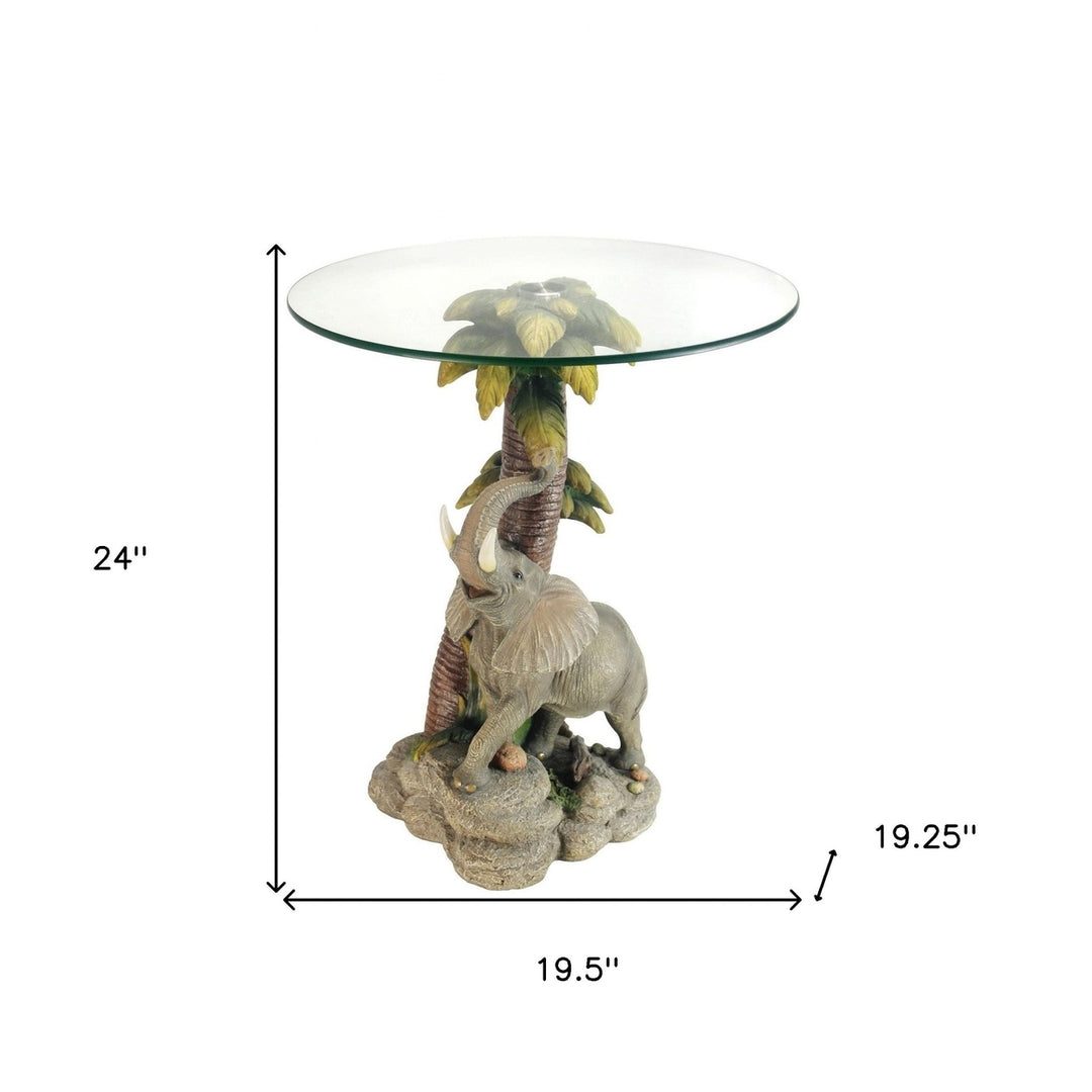 24" Brown And Clear Glass Round End Table Image 5