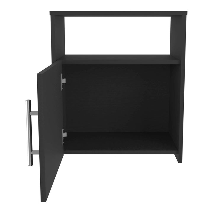 23" Black Faux Wood Nightstand With Storage Image 4