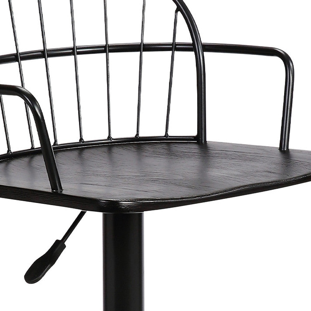 23" Black Iron Low Back Adjustable Height Bar Chair Image 6