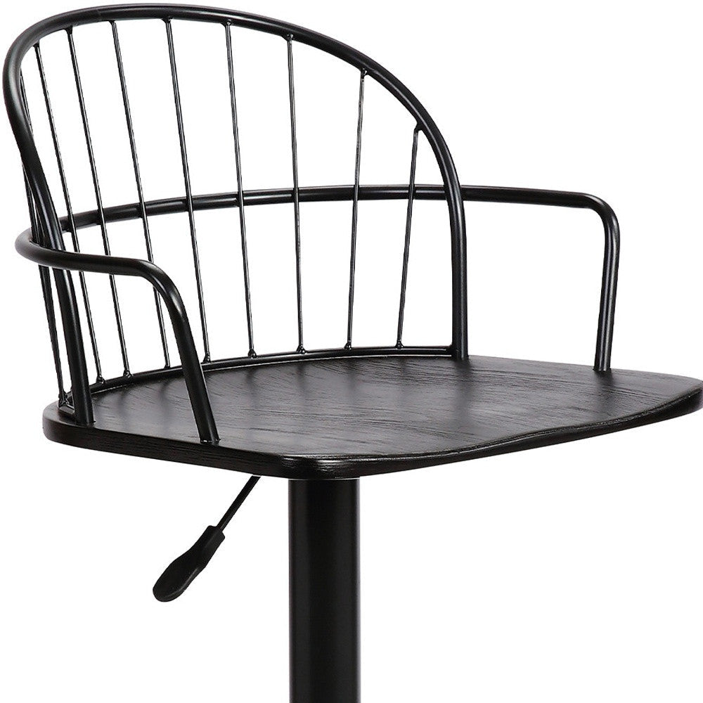 23" Black Iron Low Back Adjustable Height Bar Chair Image 7