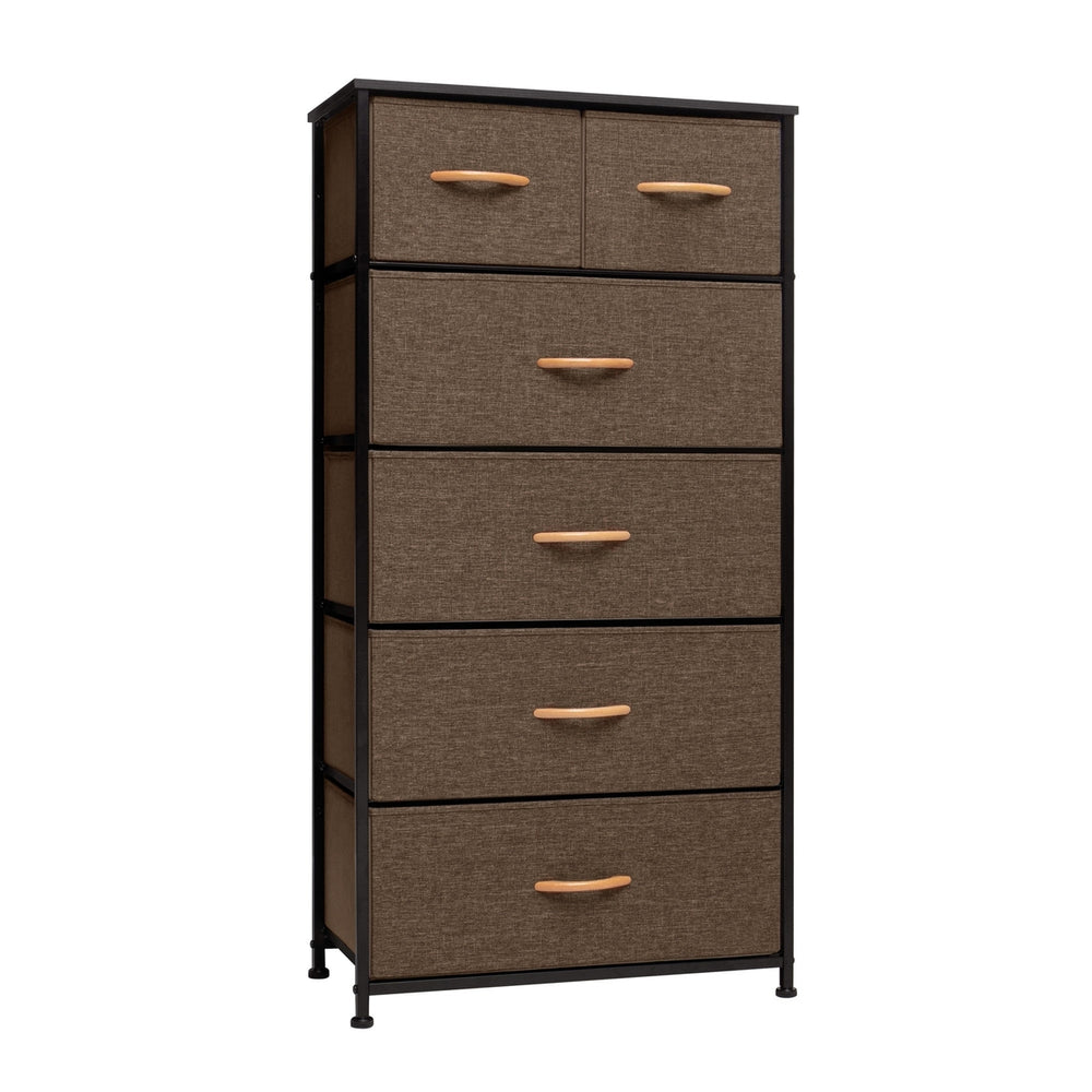 23" Brown Steel and Fabric Six Drawer Combo Dresser Image 2