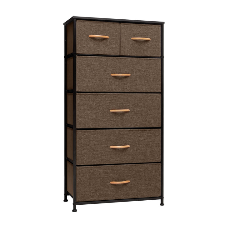 23" Brown Steel and Fabric Six Drawer Combo Dresser Image 2