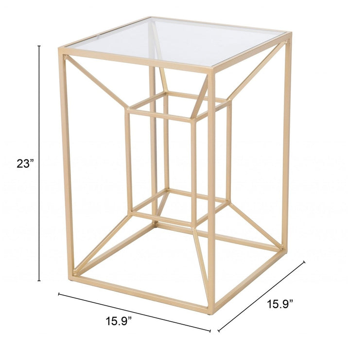 23" Gold And Clear Glass Square End Table Image 8
