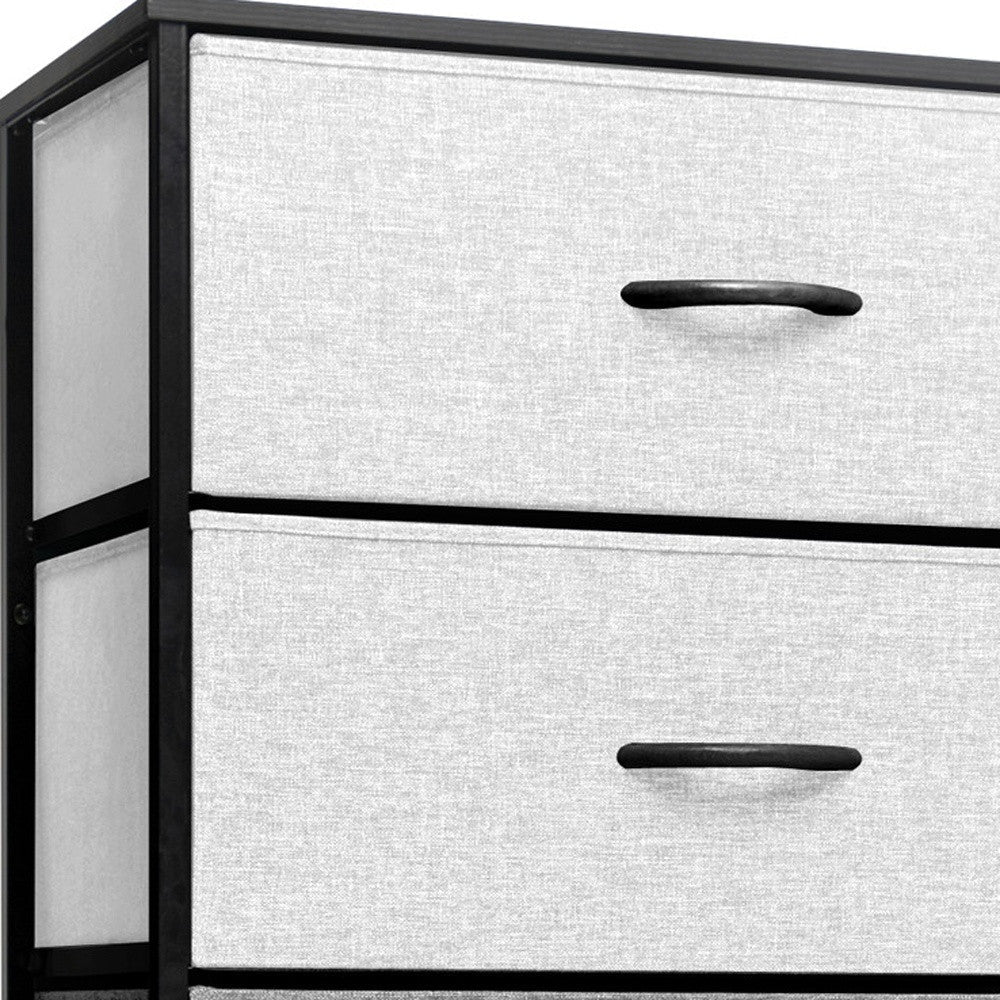 23" Gray and Black Steel and Fabric Five Drawer Double Dresser Image 4