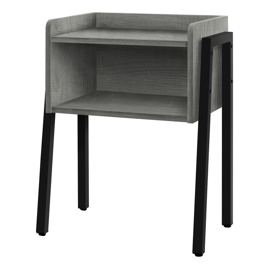 23" Rectangular Grey And Black Metal Accent Table Image 1