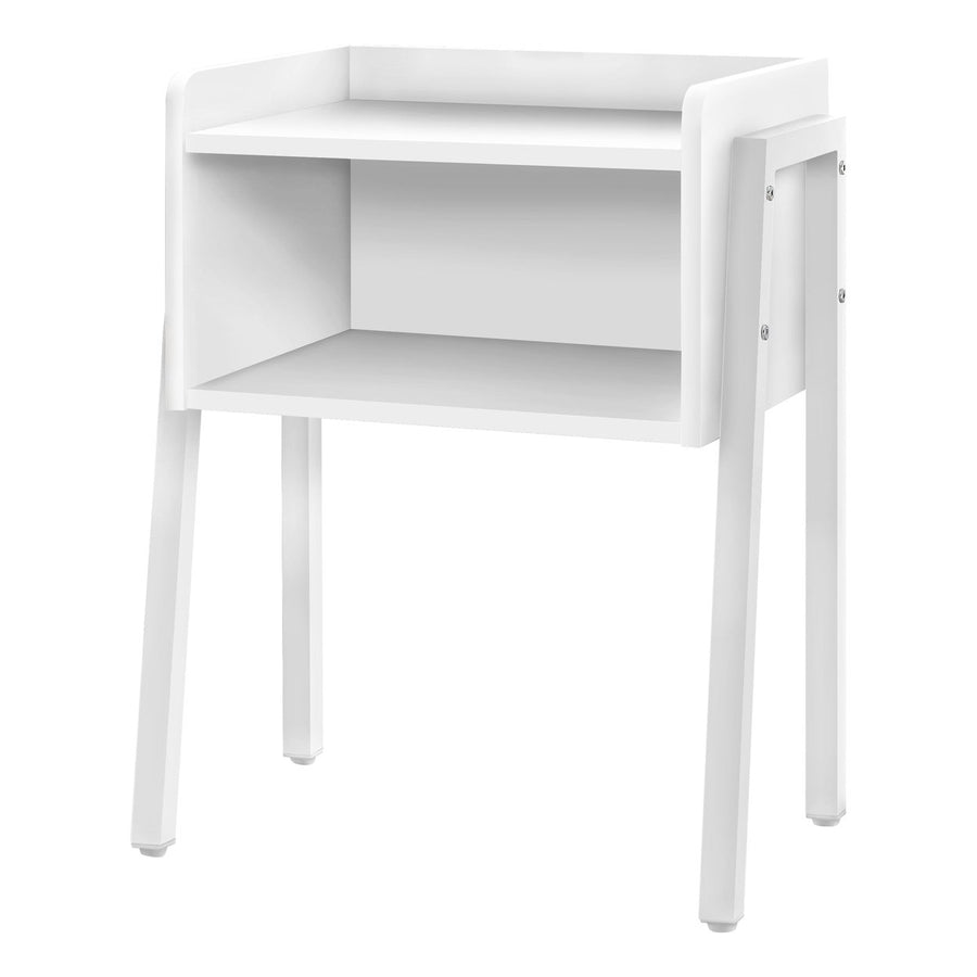 23" Rectangular White Accent Table With White Metal Legs Image 1