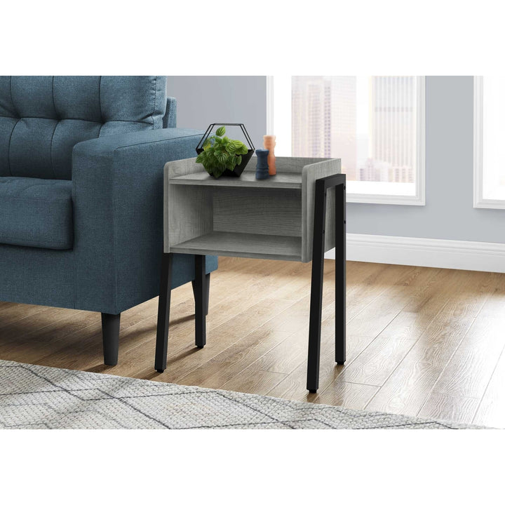 23" Rectangular Grey And Black Metal Accent Table Image 3