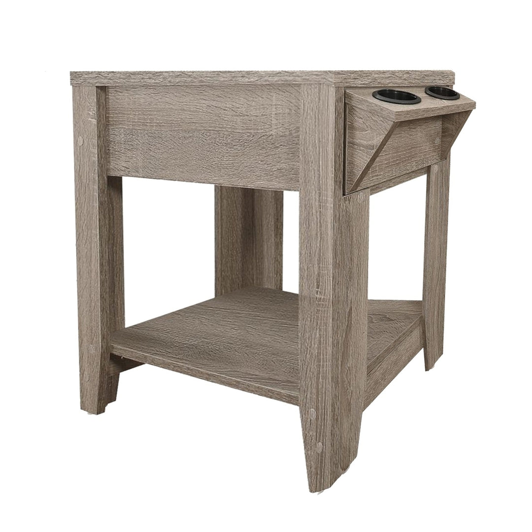 23" Taupe End Table With Shelf Image 5