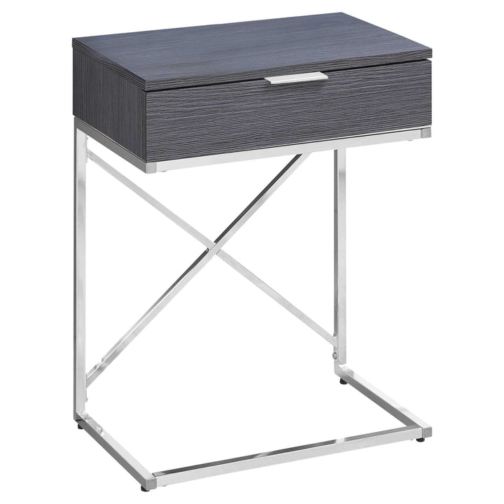 24" Silver And Gray End Table With Drawer Image 1