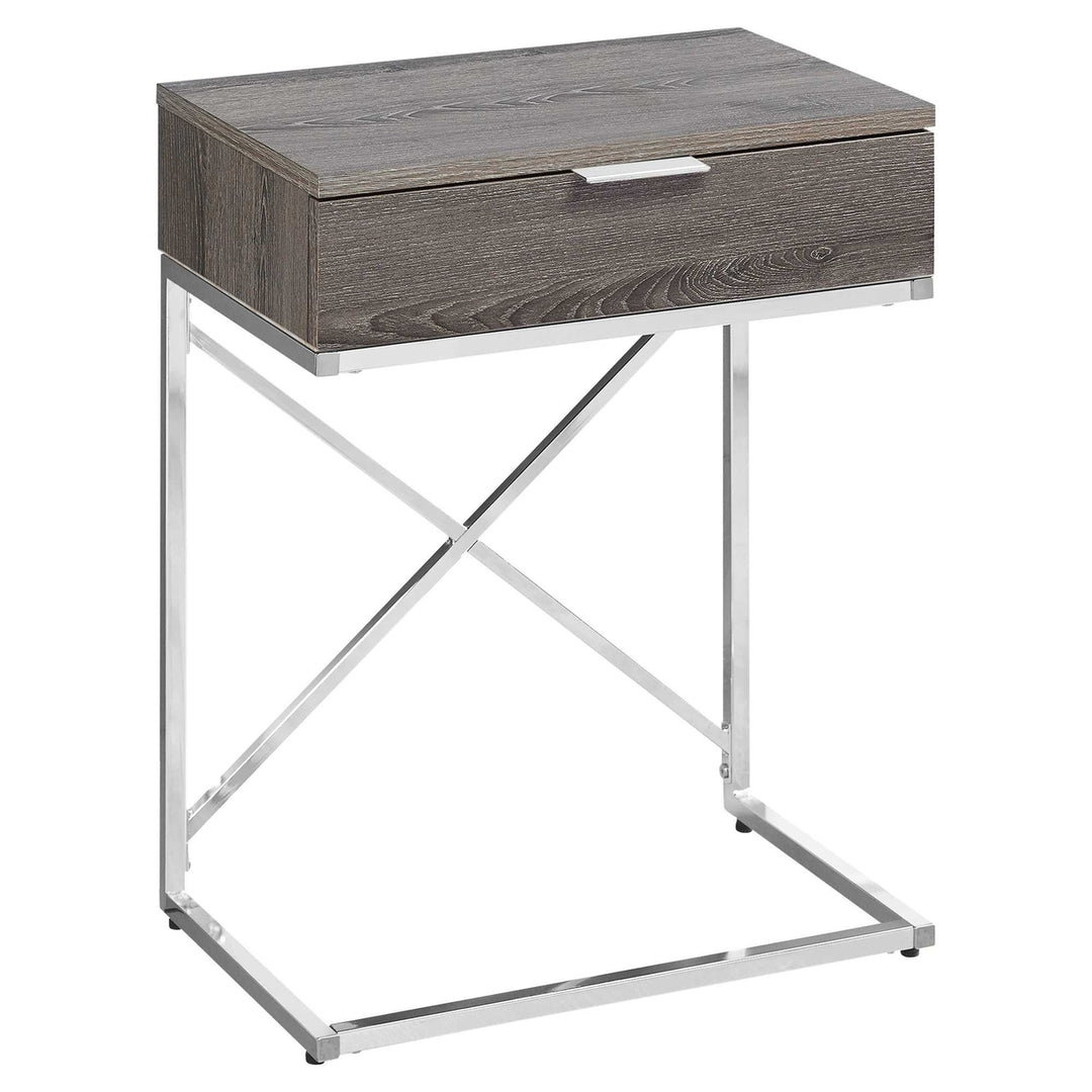 24" Silver And Gray End Table With Drawer Image 7