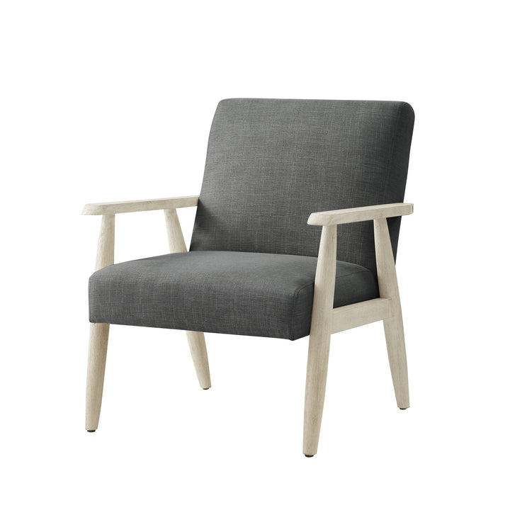 30" Charcoal And Cream Linen Arm Chair Image 1