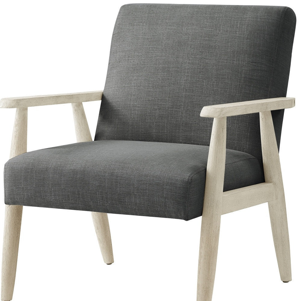 30" Charcoal And Cream Linen Arm Chair Image 2