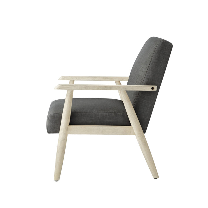 30" Charcoal And Cream Linen Arm Chair Image 4