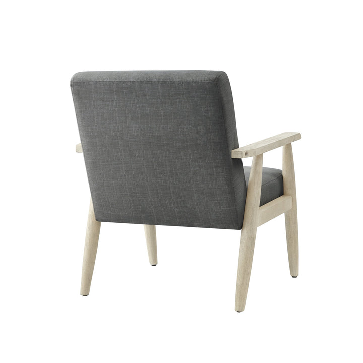 30" Charcoal And Cream Linen Arm Chair Image 5