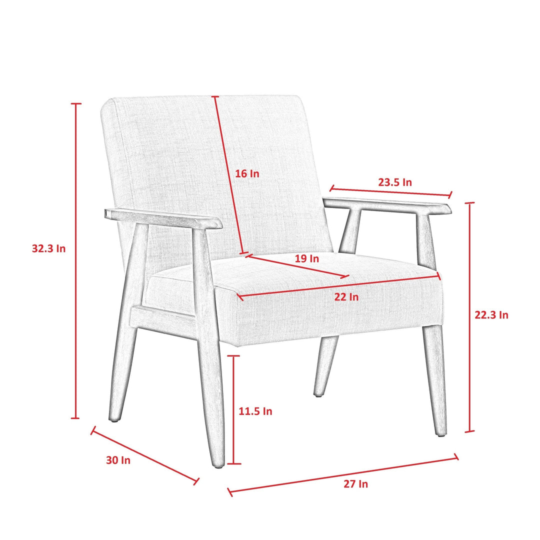 30" Charcoal And Cream Linen Arm Chair Image 6