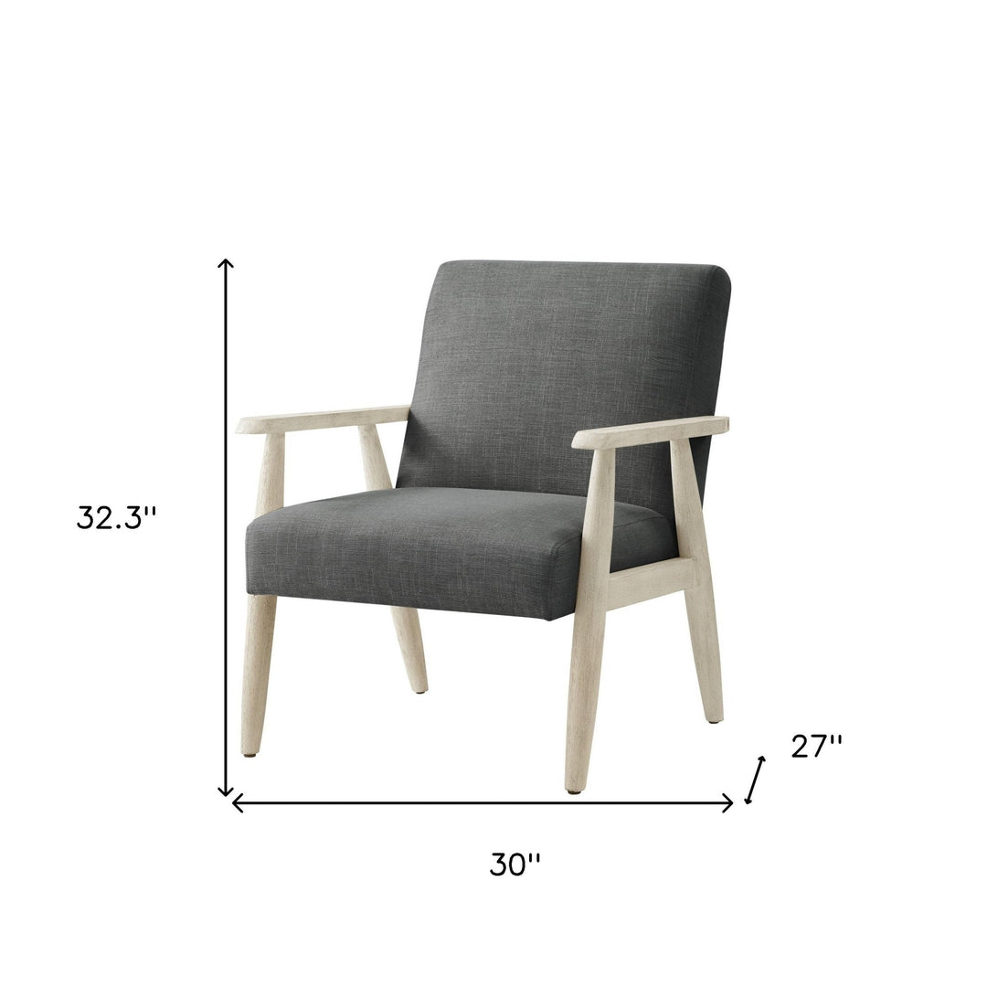 30" Charcoal And Cream Linen Arm Chair Image 8