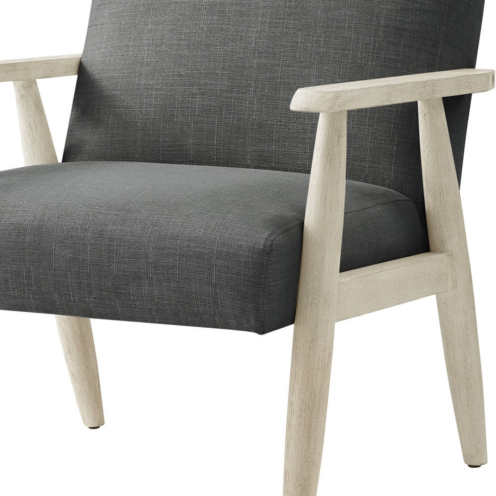 30" Charcoal And Cream Linen Arm Chair Image 9